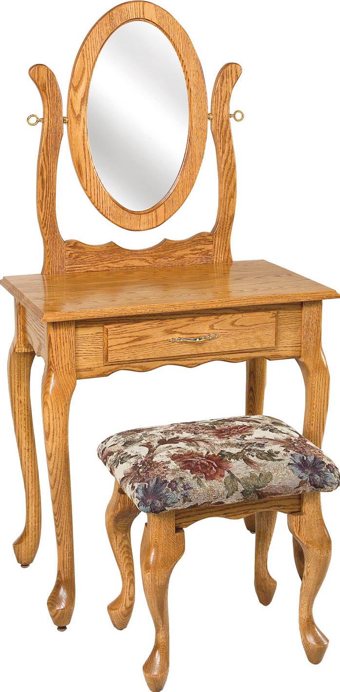 Amish 29 1/2 inch Queen Anne Dressing Table Oak