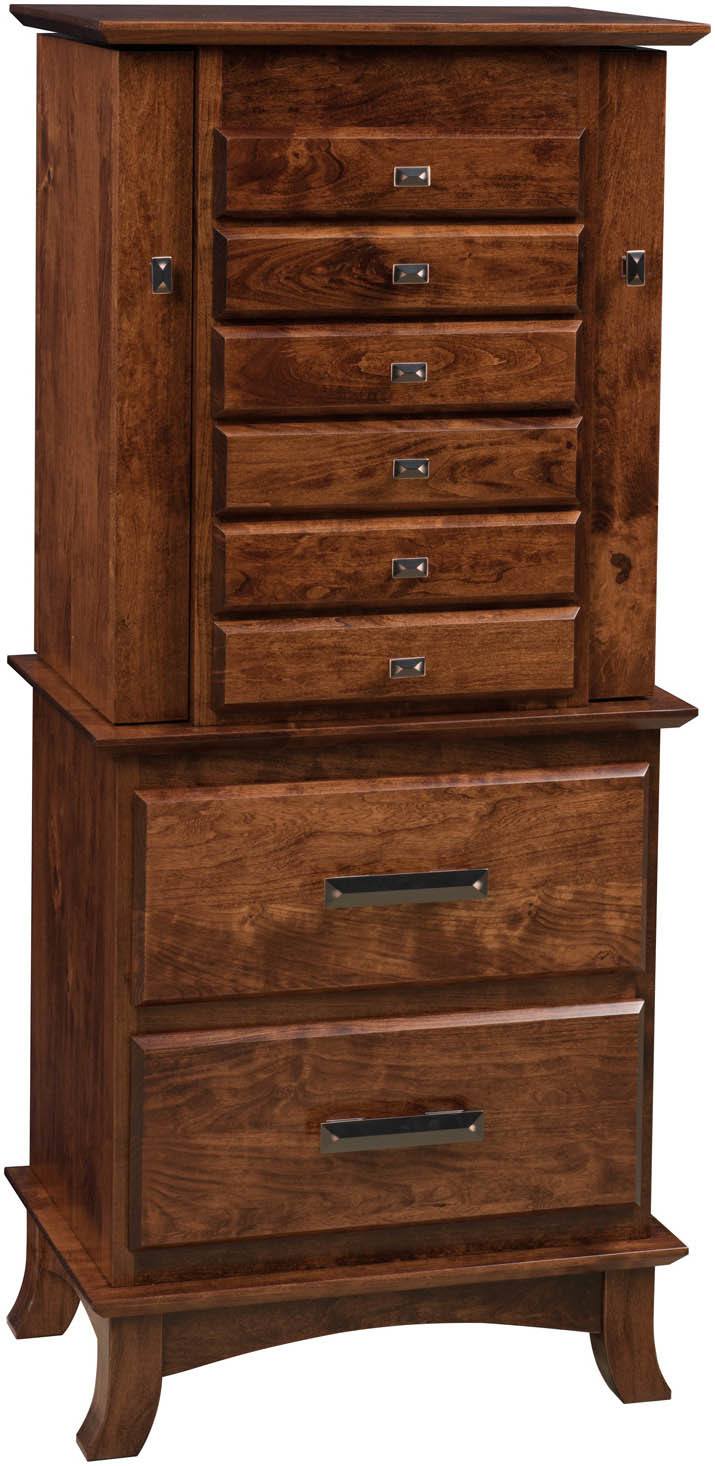 Amish 48 inch Split Shaker Jewelry Armoire Rustic Cherry