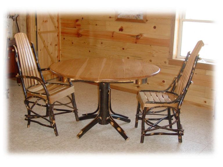 Custom Round Hickory Table with Chairs