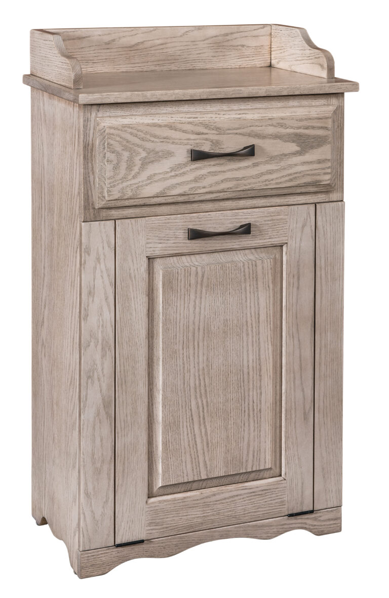 Custom Tilt Out Trash Bin with Top Drawer - 35 qt - Oak