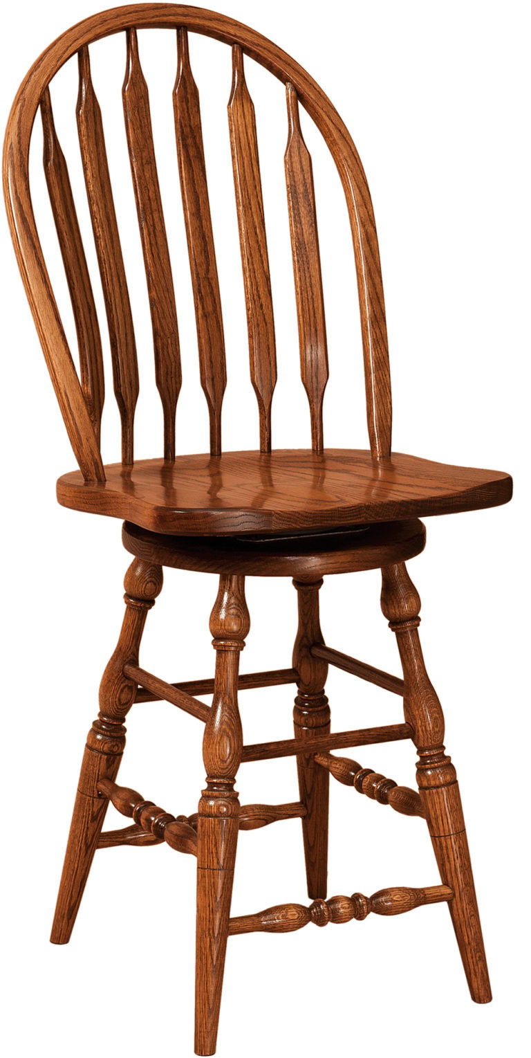 Amish Bent Paddle Hardwood Swivel Bar Stool