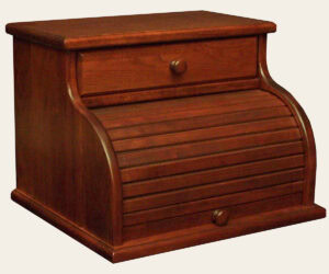 Cherry Bread Box with Roll-Top and Drawer