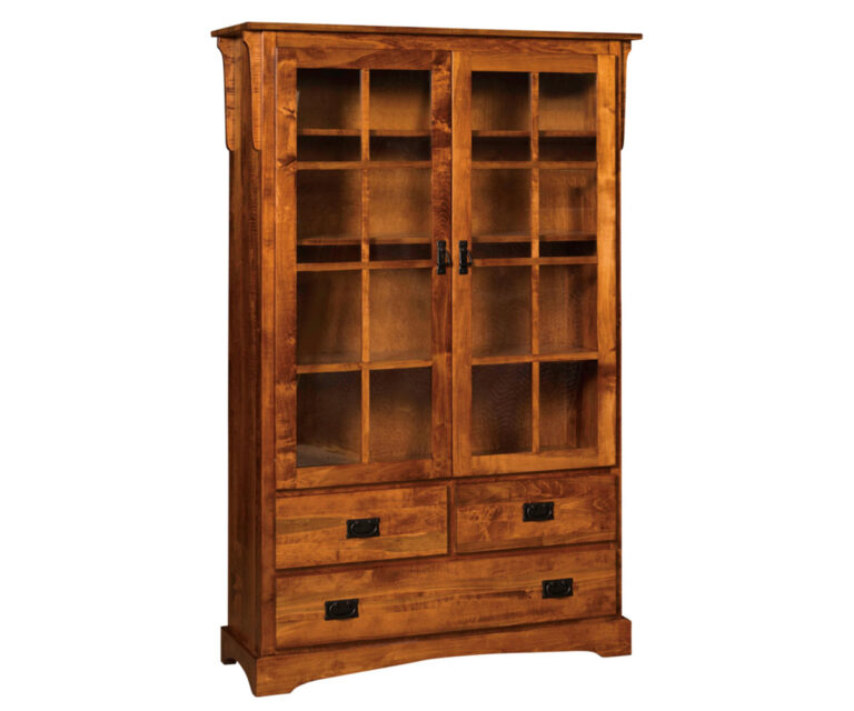 Custom Mission Three Shelf Three Drawer Bookcase