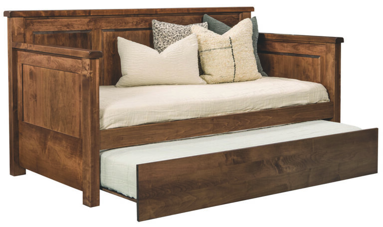Custom Day Bed with Wood Panel Back and Trundle