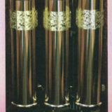 Wooden Canterbury Grandfather Clock with #504 Brass Finish Weight Set with Brass Bands